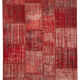 Hand-knotted oriental overdyed 177 cm x 248 cm red patchwork rug