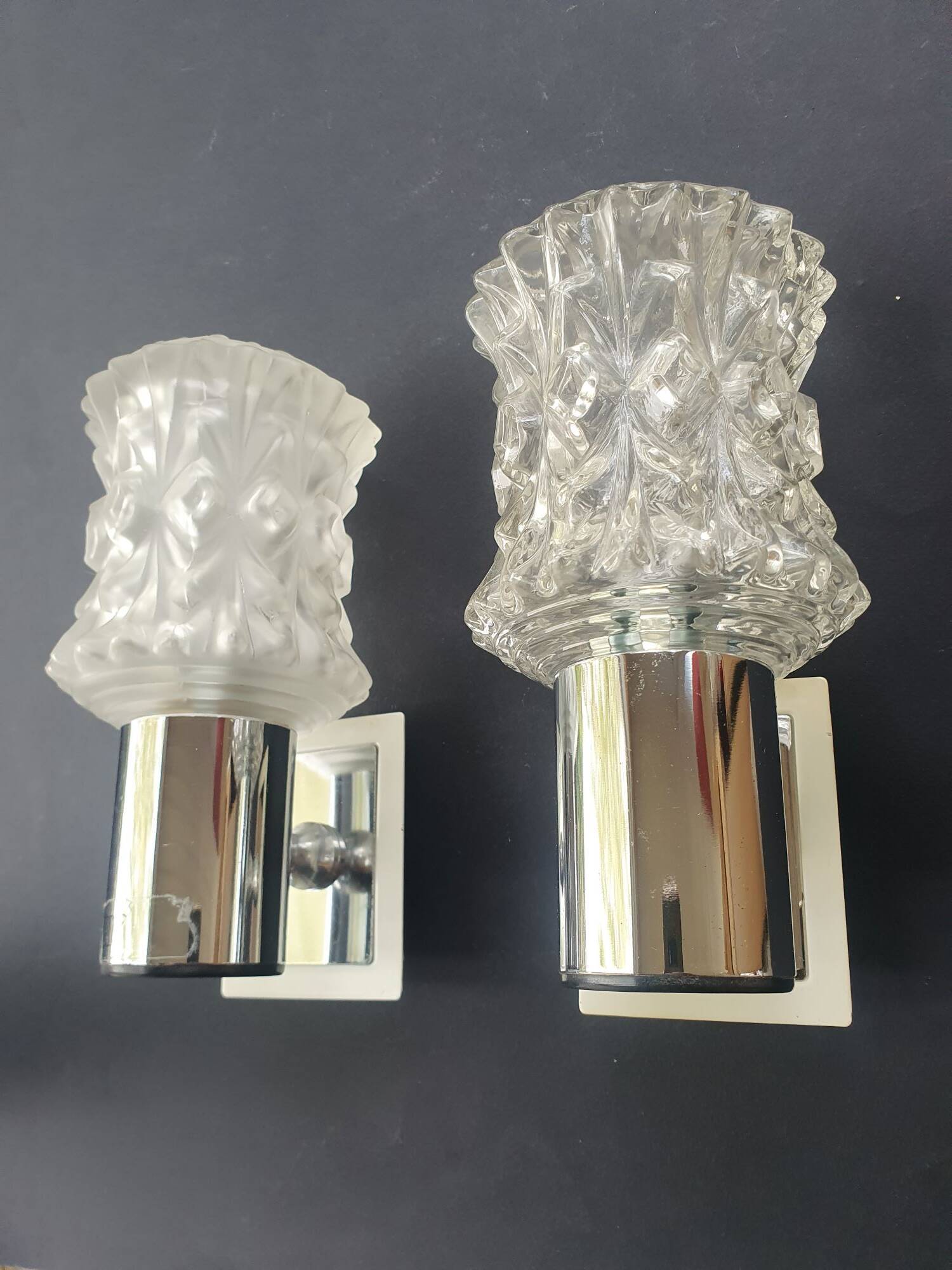 Pair of vintage Italian chrome wall lights by Targetti 1970