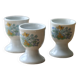 Coquetiers vintage porcelaine blanche motif fleuri
