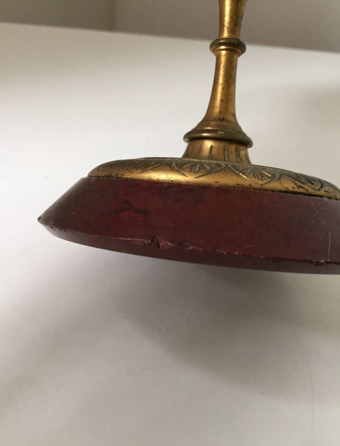 Antique beautiful hard stone candlestick, jasper, red marble, 19th century