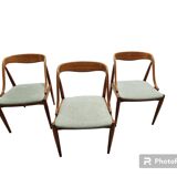 SET OF 6 JOHANNES ANDERSEN NO. 16 TEAK AND VELVET DINING CHAIRS