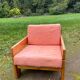70s pine designer armchair, Perriand style