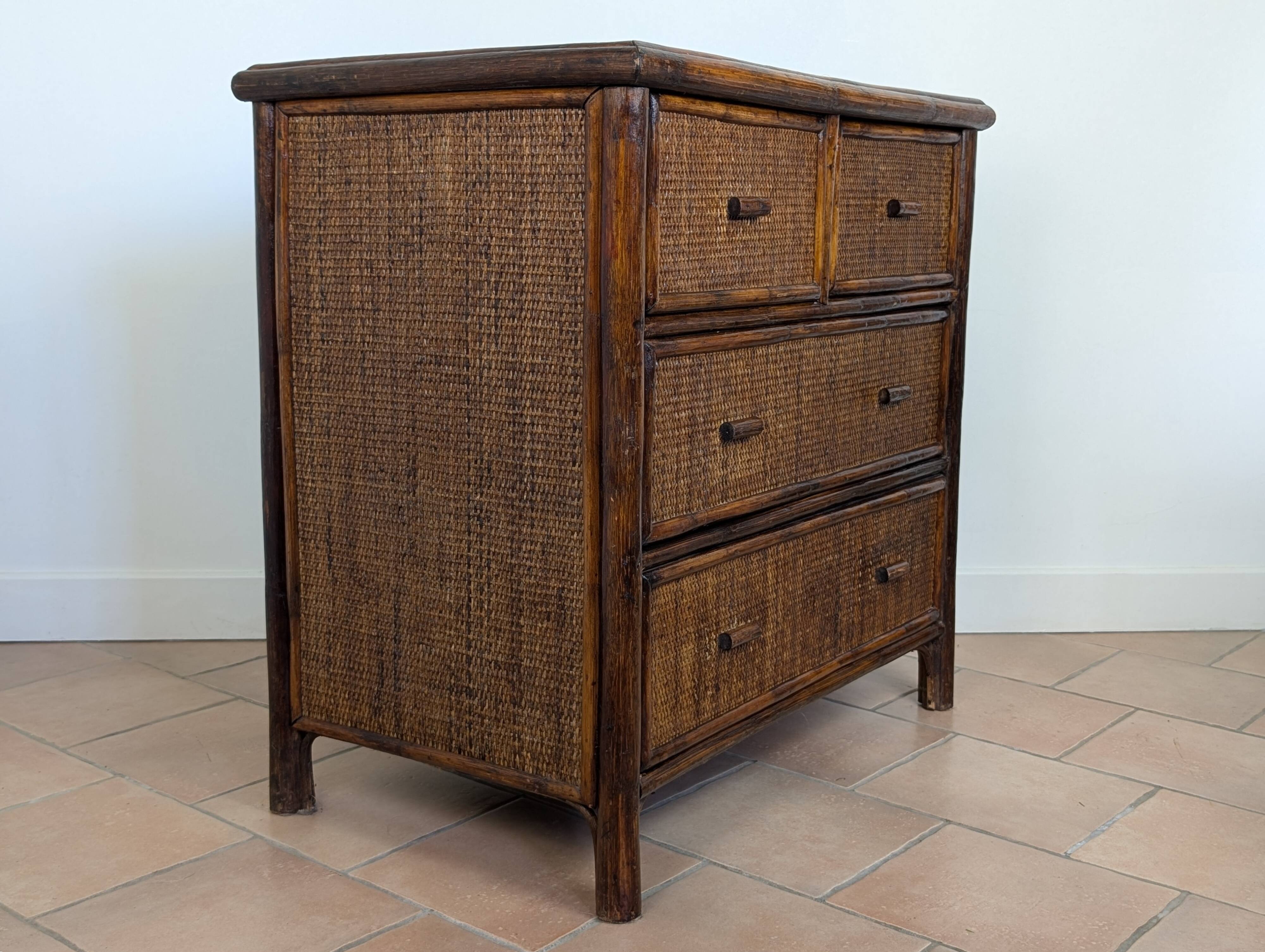 Commode bambou et rotin