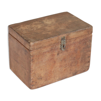 Coffre coffret ancien bois vieux teck patine marron inde