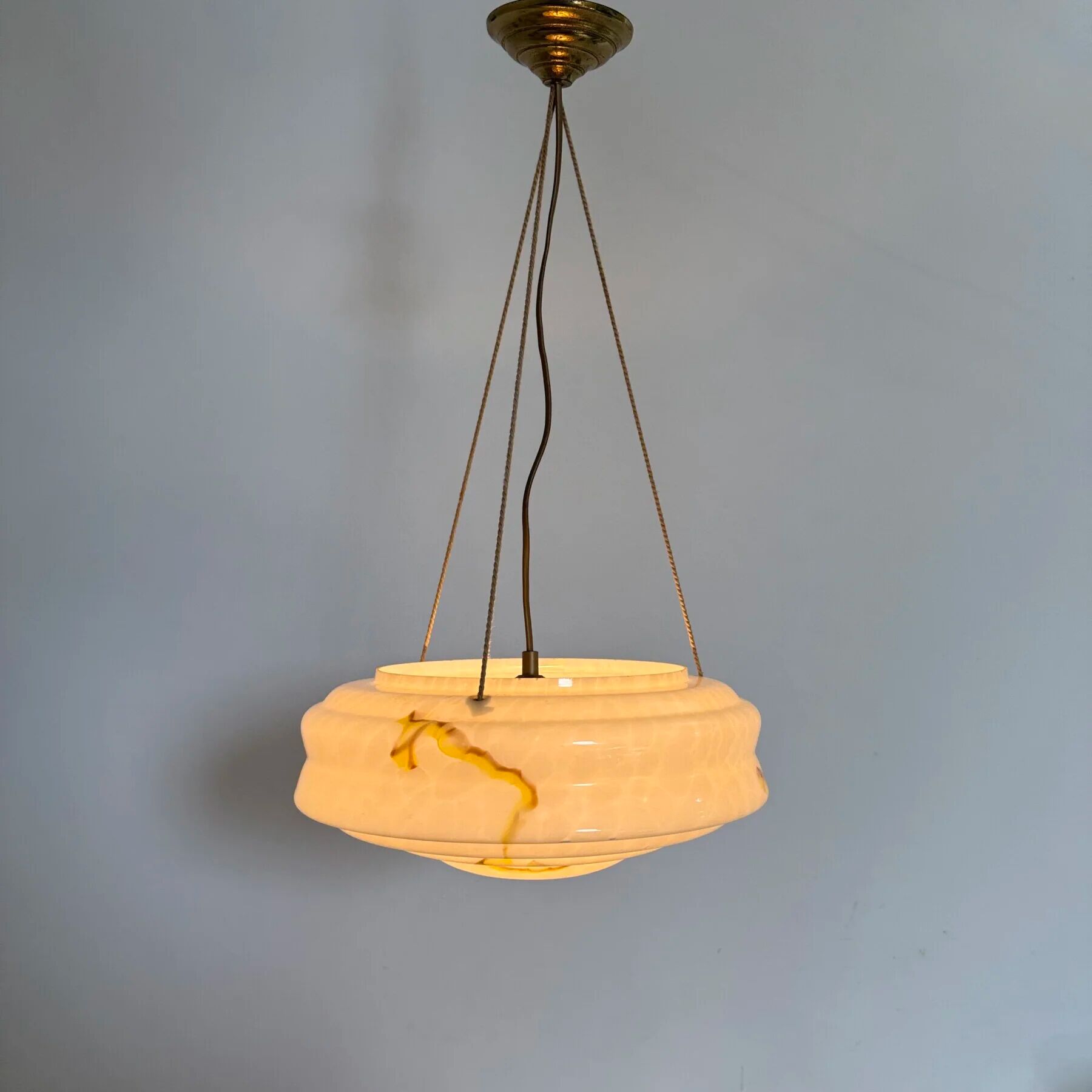Art deco glass hanging lamp, 1950s