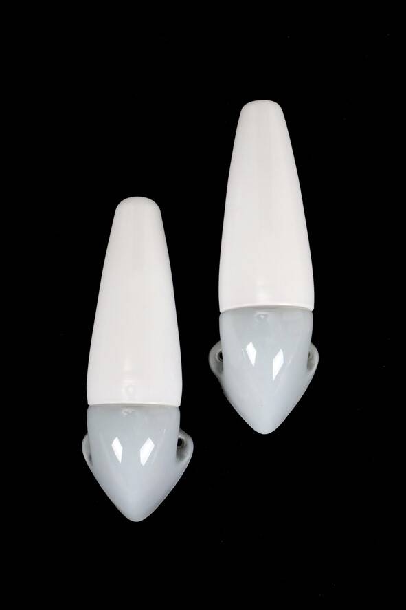 Set of 2 IFÖ “6035” / Stig Carlsson ceramic / glass wall lamps / mid-century modern design