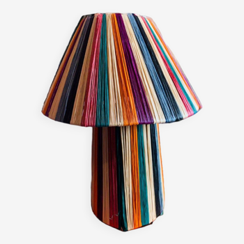 Colorful raffia lamp