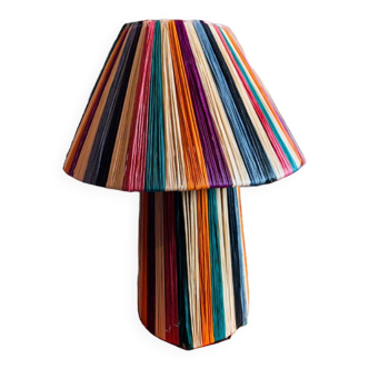 Colorful raffia lamp