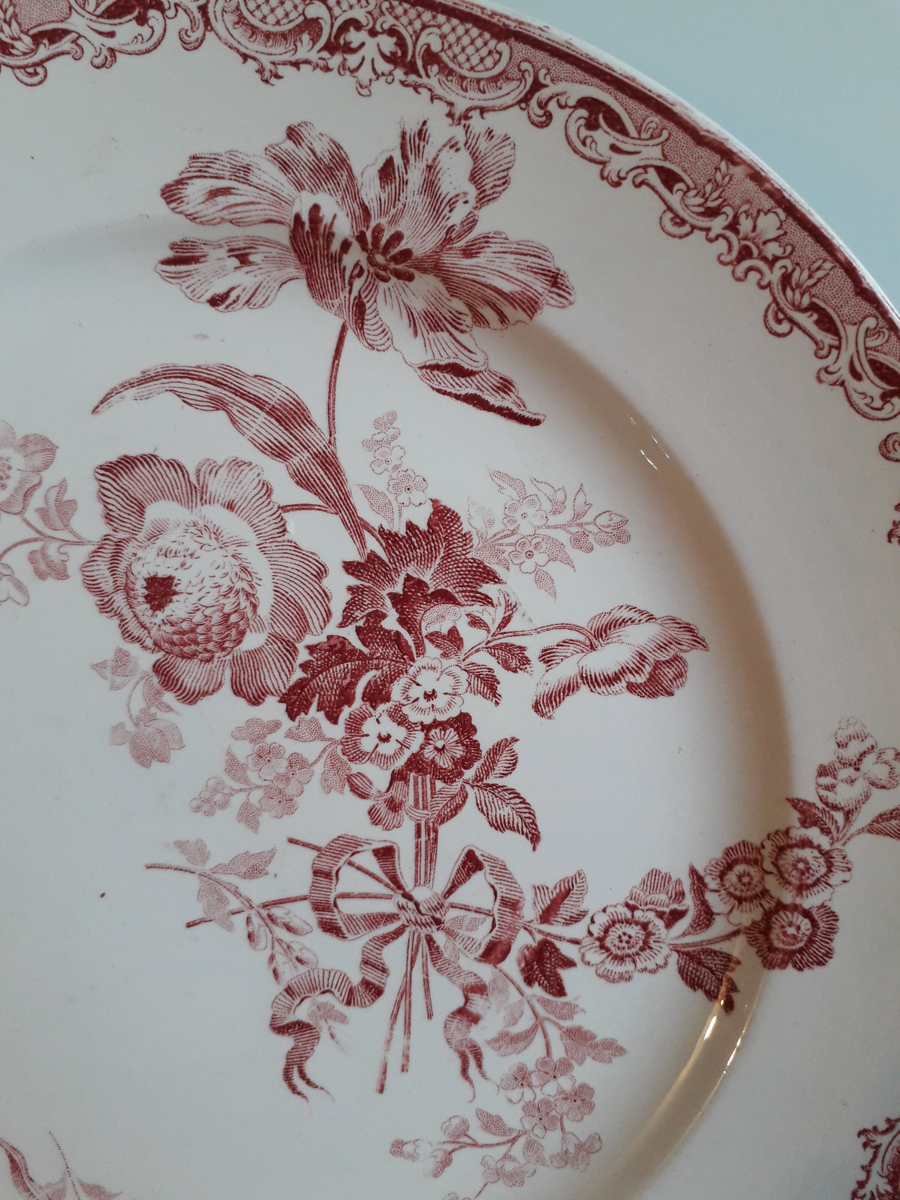 Duo d'assiette en faïence de Sarreguemines modèle fontanges