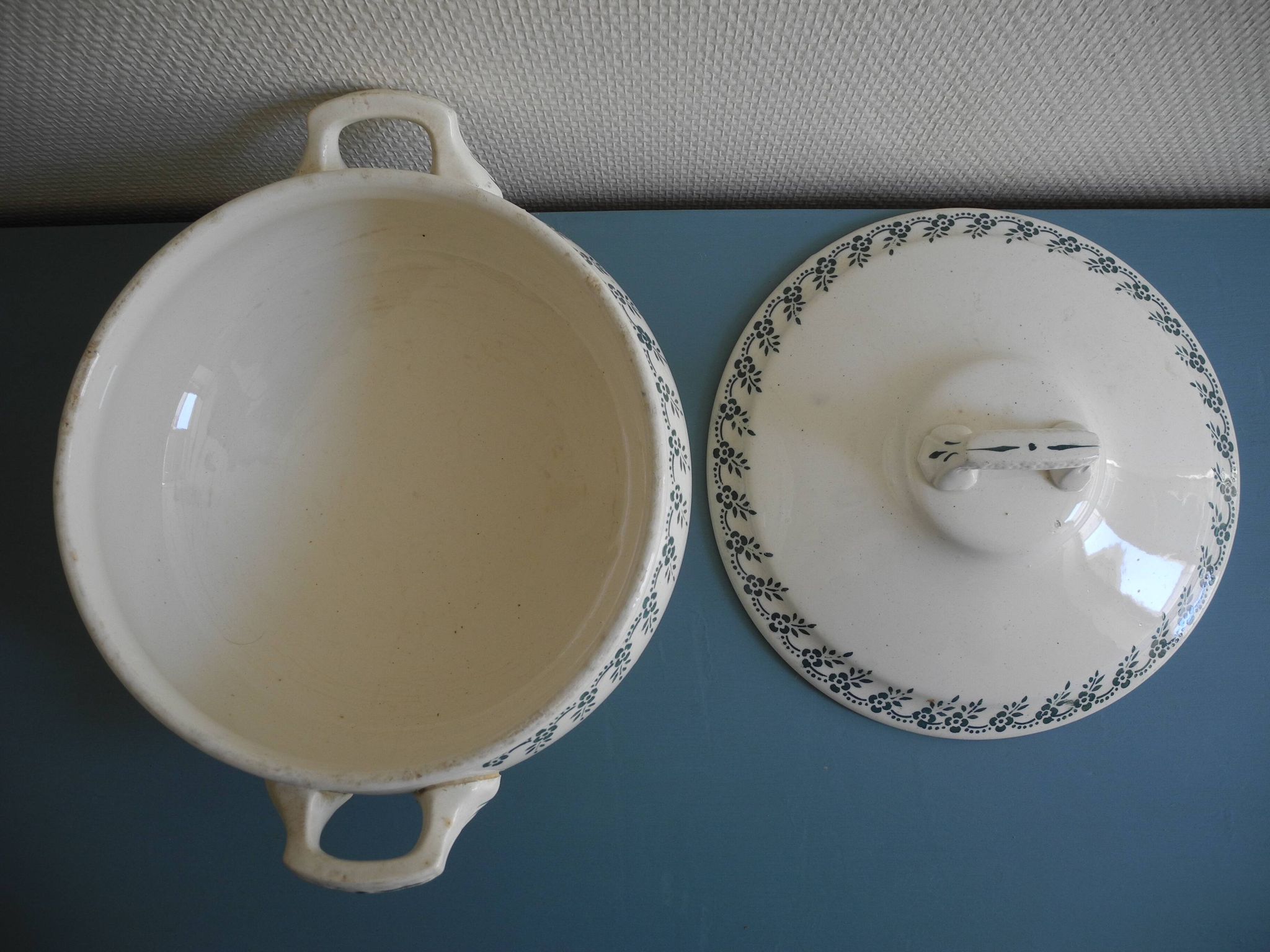 old vegetable soup tureen Terre Fer Choisy Roi antique French dish