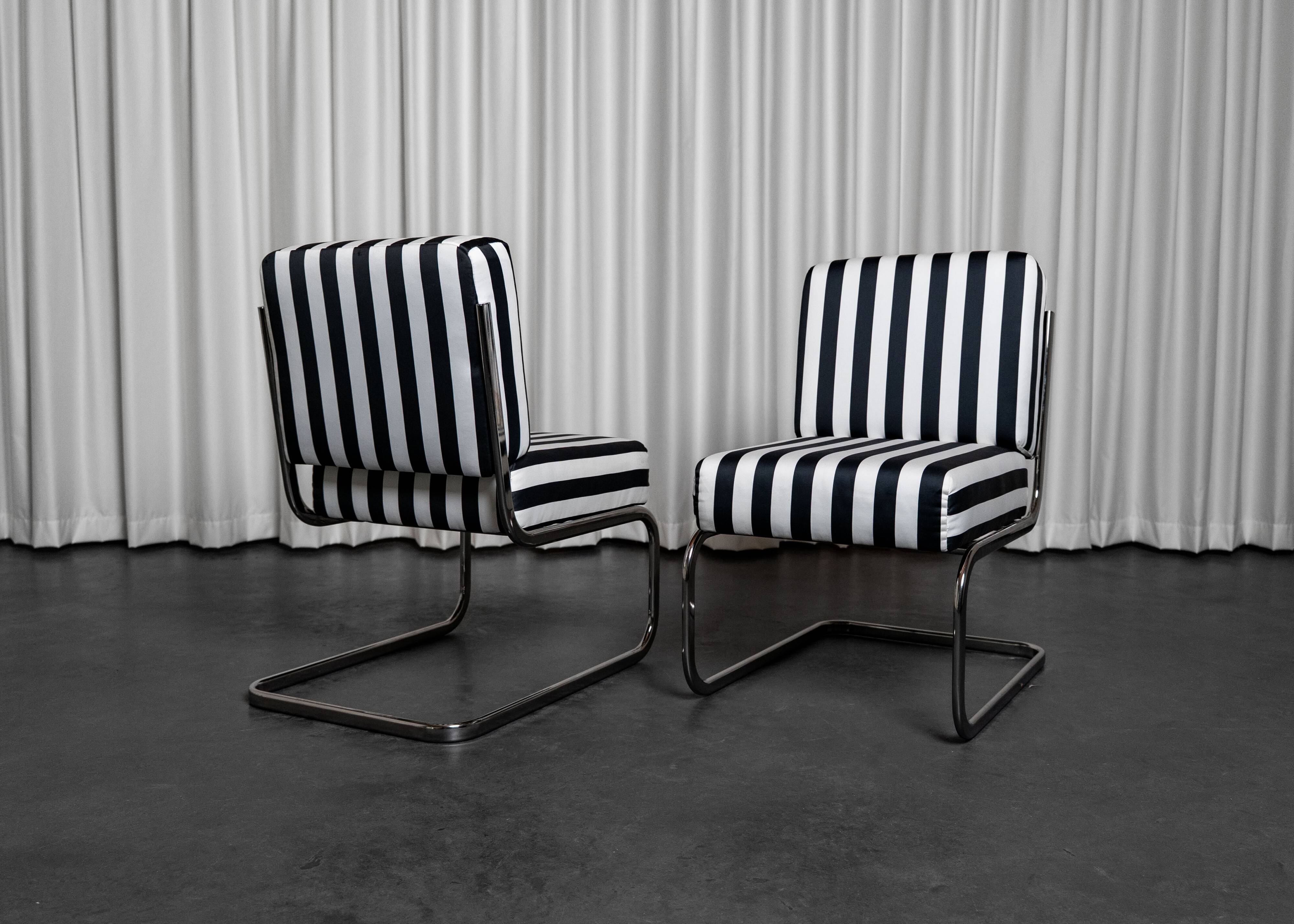 Pair of Seventies stripe armchairs