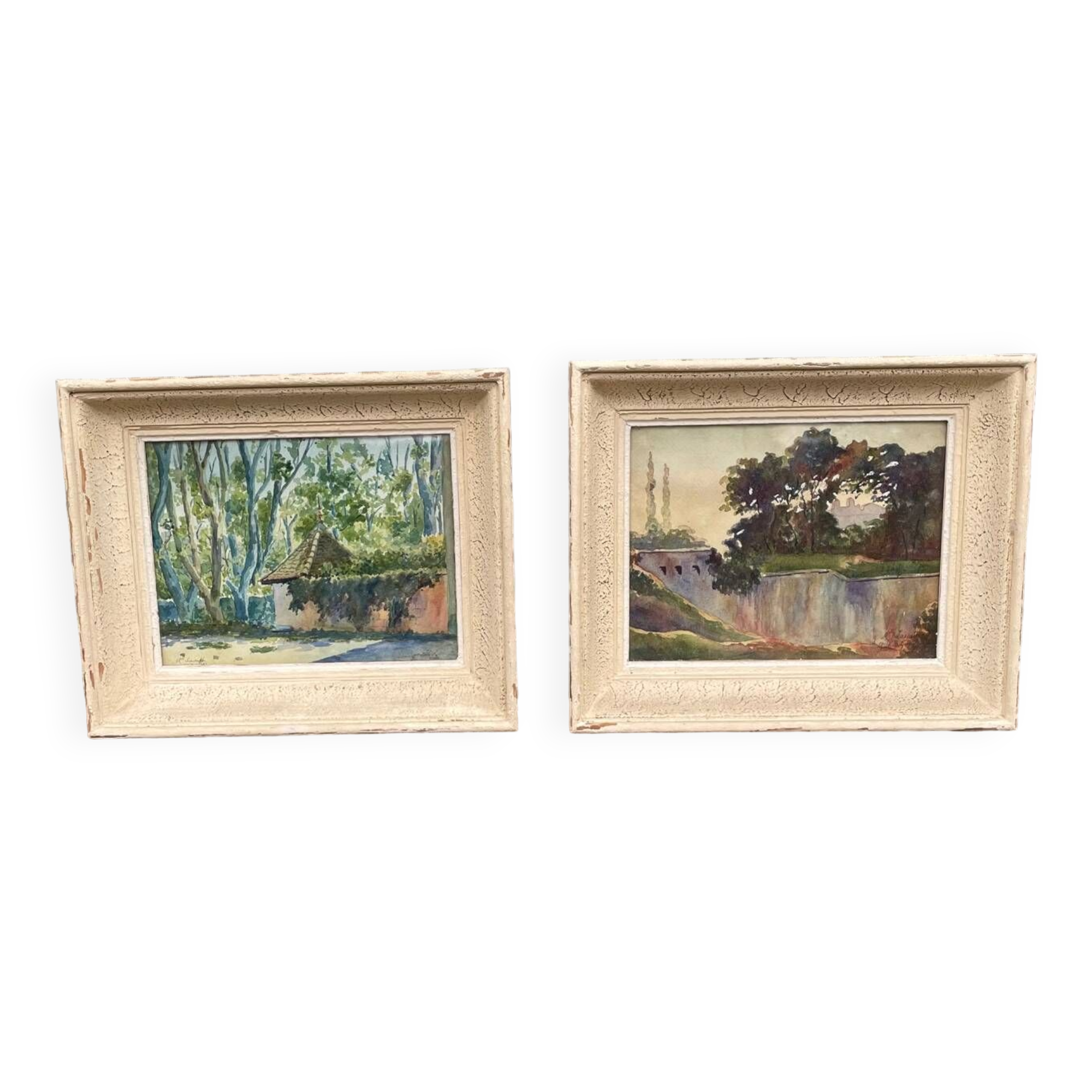 Two old watercolours of nature