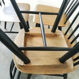 Set of 4 Scandinavian chairs with two-tone bars