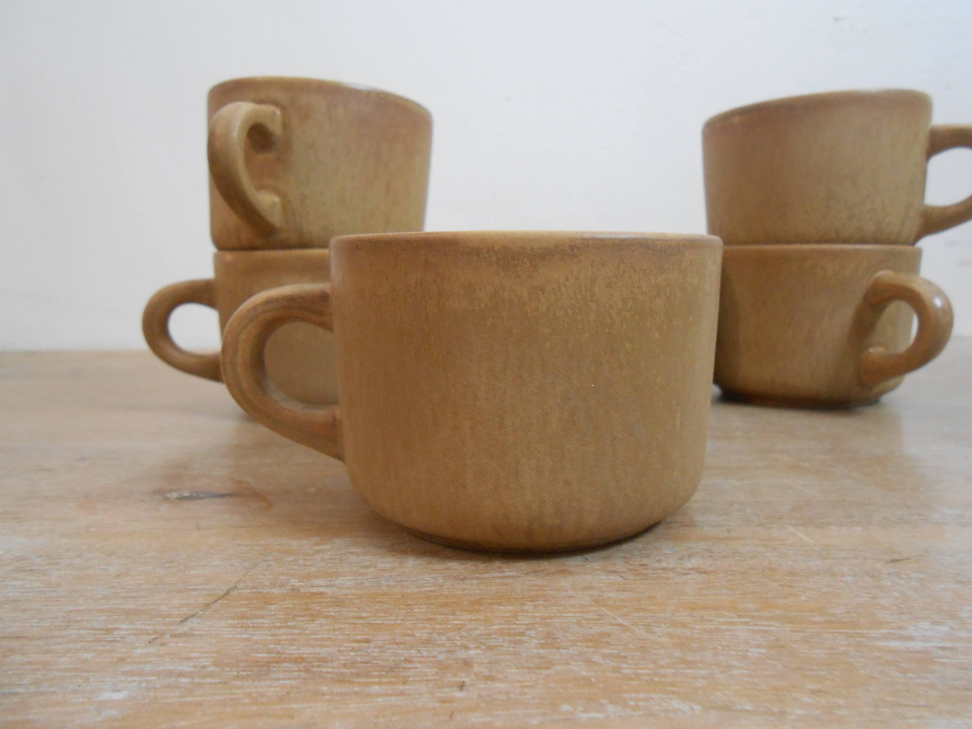Service vintage 6 cups with saucers, sandstone Rhodaceram