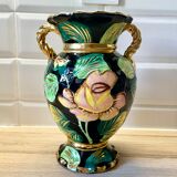 Vallauris vase with handle and gold leaf