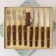 Set of 8 dessert cutlery, teak, 1960
