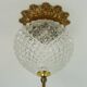 Midcentury ceiling light massive belgium textured glass gold-plated alu 70s