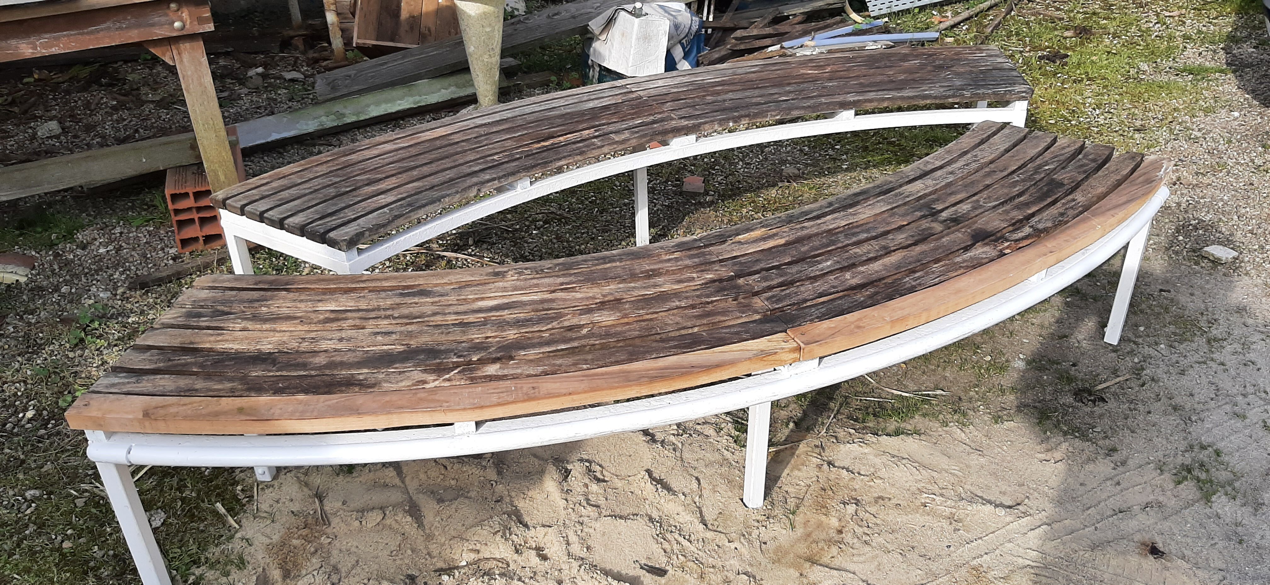 pair of curved benches