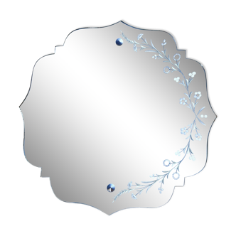 Venetian mirror with flower prints 55x55cm