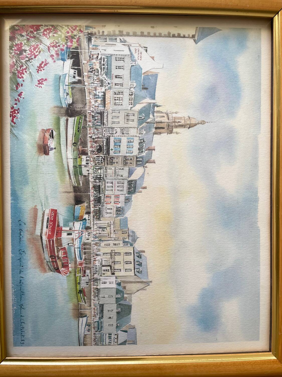 Painting Le Croisic the quay of the aiguille Roland Chetelat 89