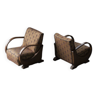 Set of 2 easy chairs, art deco, Amsterdamse school, 1930s