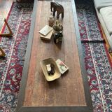Solid oak and cast iron coffee table