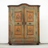 Armoire de mariée peinte d'art populaire 1792