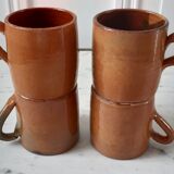 Set of 4 mugs in glazed sandstone 70s