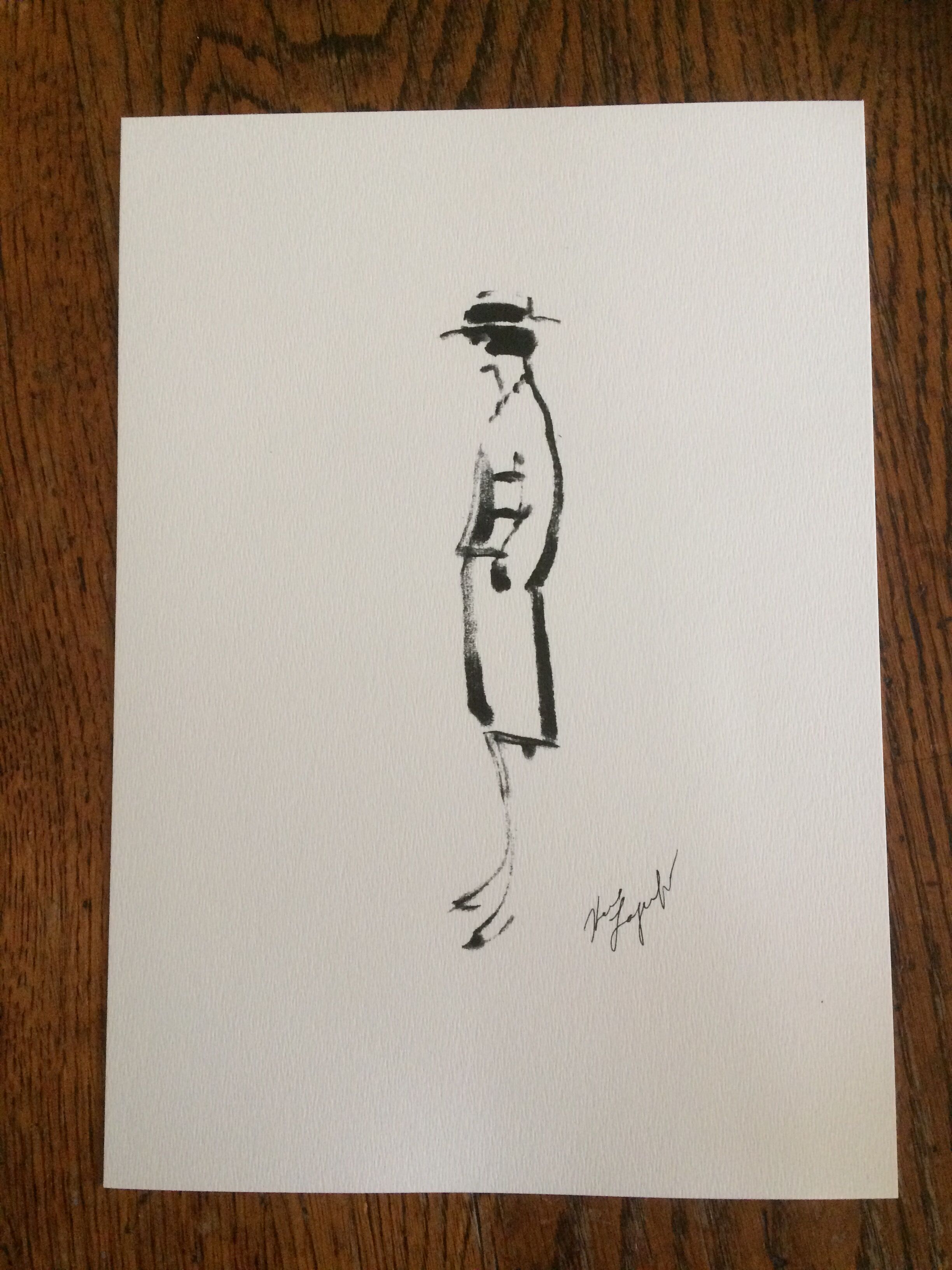 Chanel: beautiful illustration / drawing / sketch mode. Coco Chanel silhouette. Perfect condition