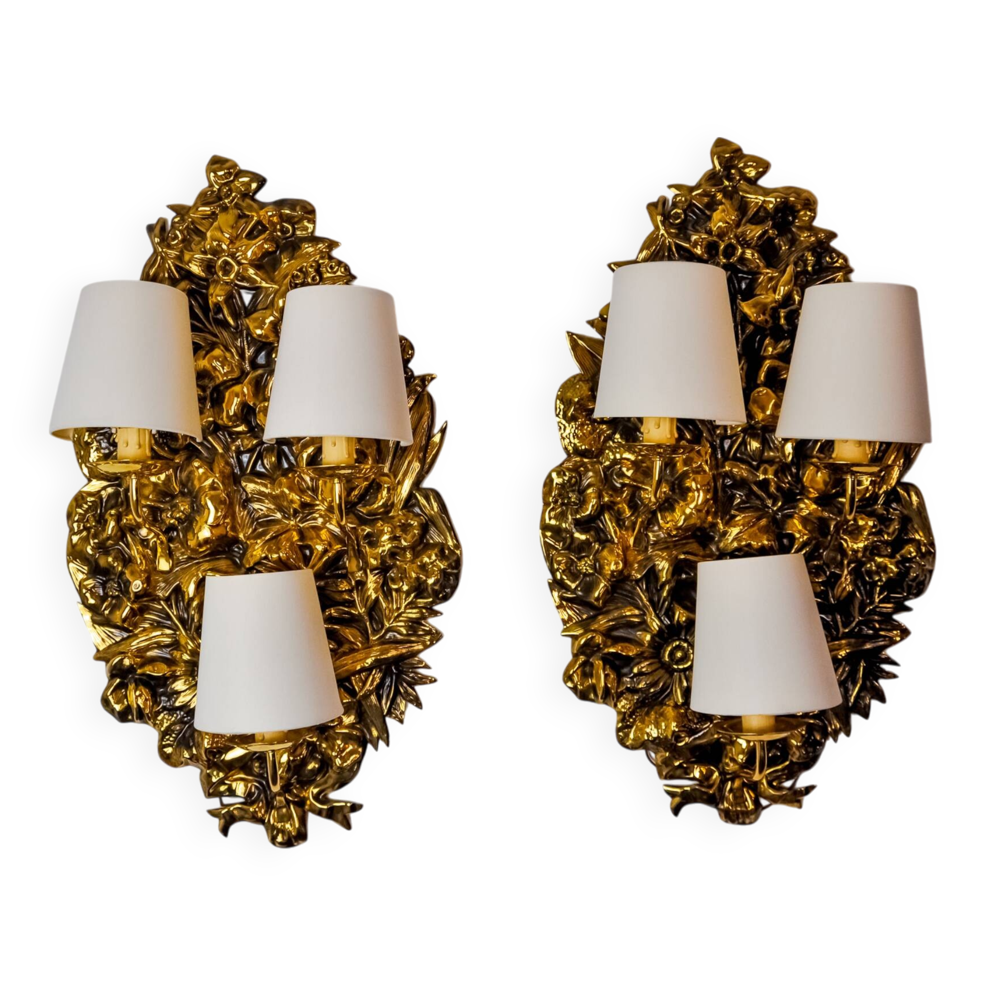 Pair of Frolaes sconces by Italo Valenti, brass Spain 197