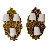 Paire d'appliques Frolaes par Italo Valenti, laiton Espagne 197
