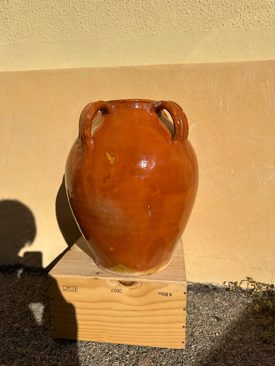 Glazed terracotta water jar, old Ardèche craftsmanship, 1800