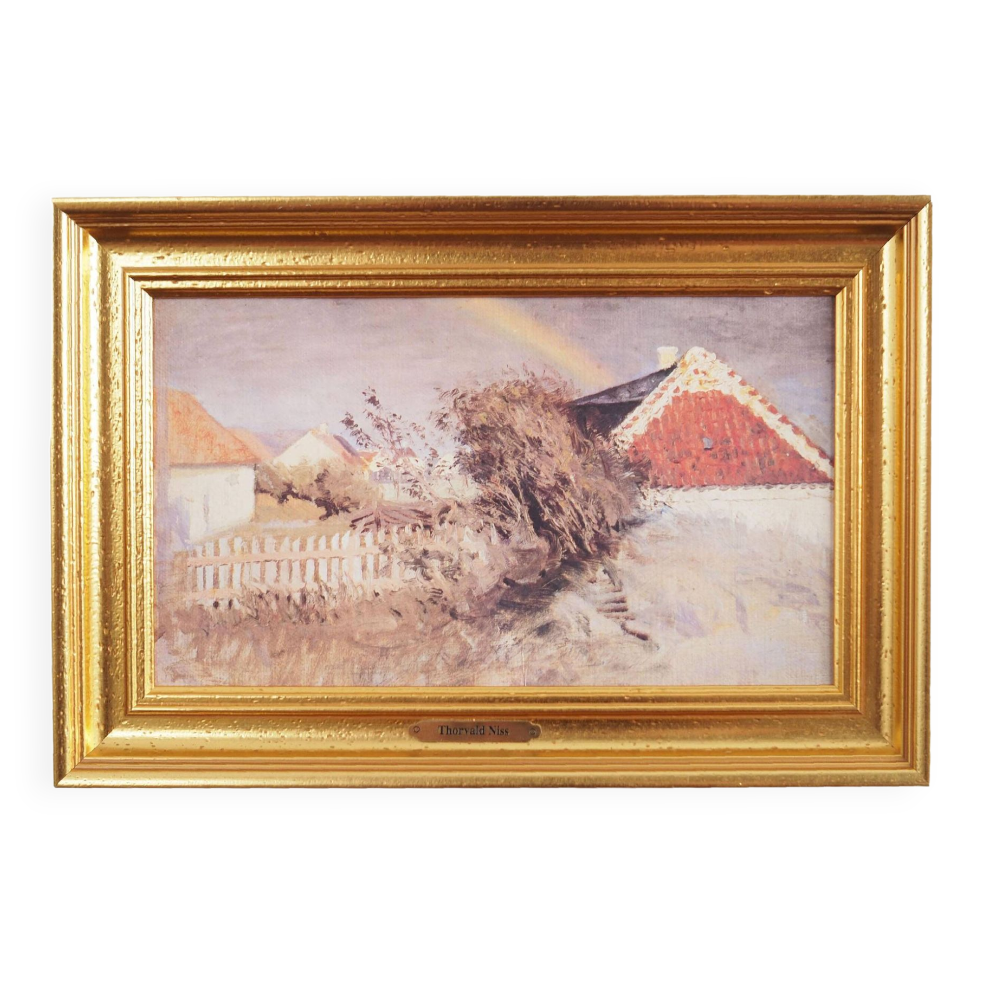 Painting „The Rainbow over the Village”, Scandinavian design, 1960s