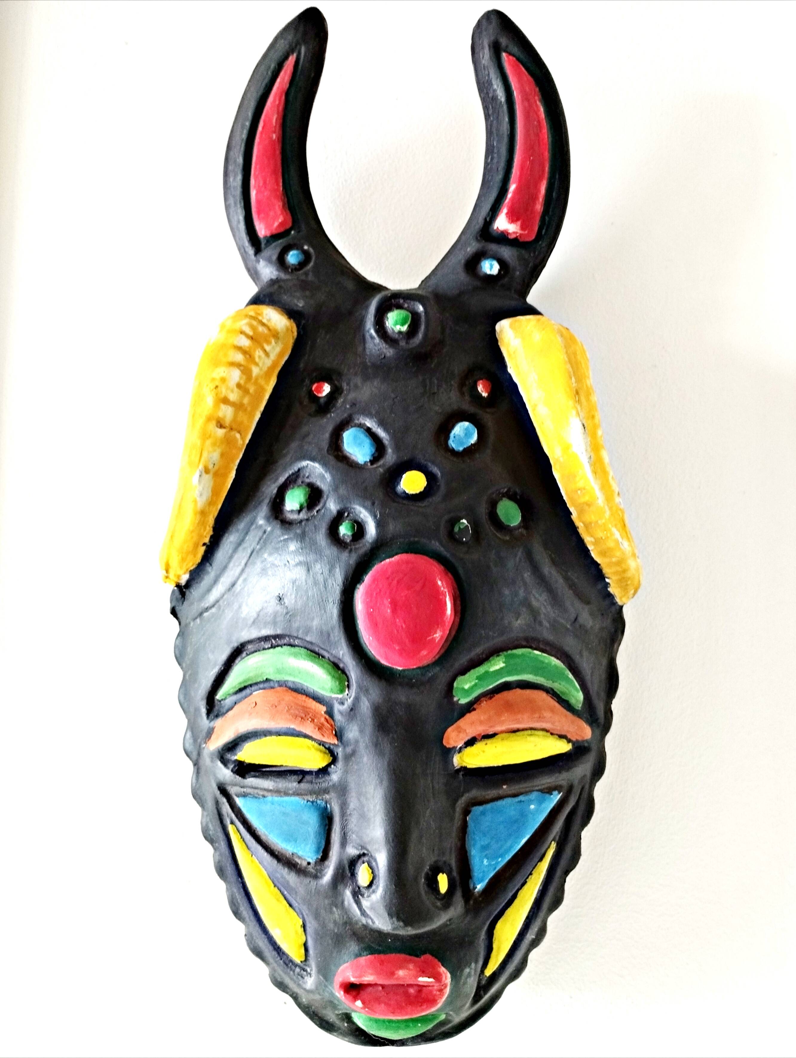 Africanist ceramic mask Vallauris signed Jacque Sagan