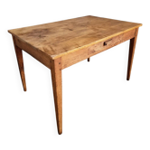 Table à manger française ancienne avec tiroir, vers 1900