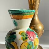 Vases céramique et laiton artisanal vintage