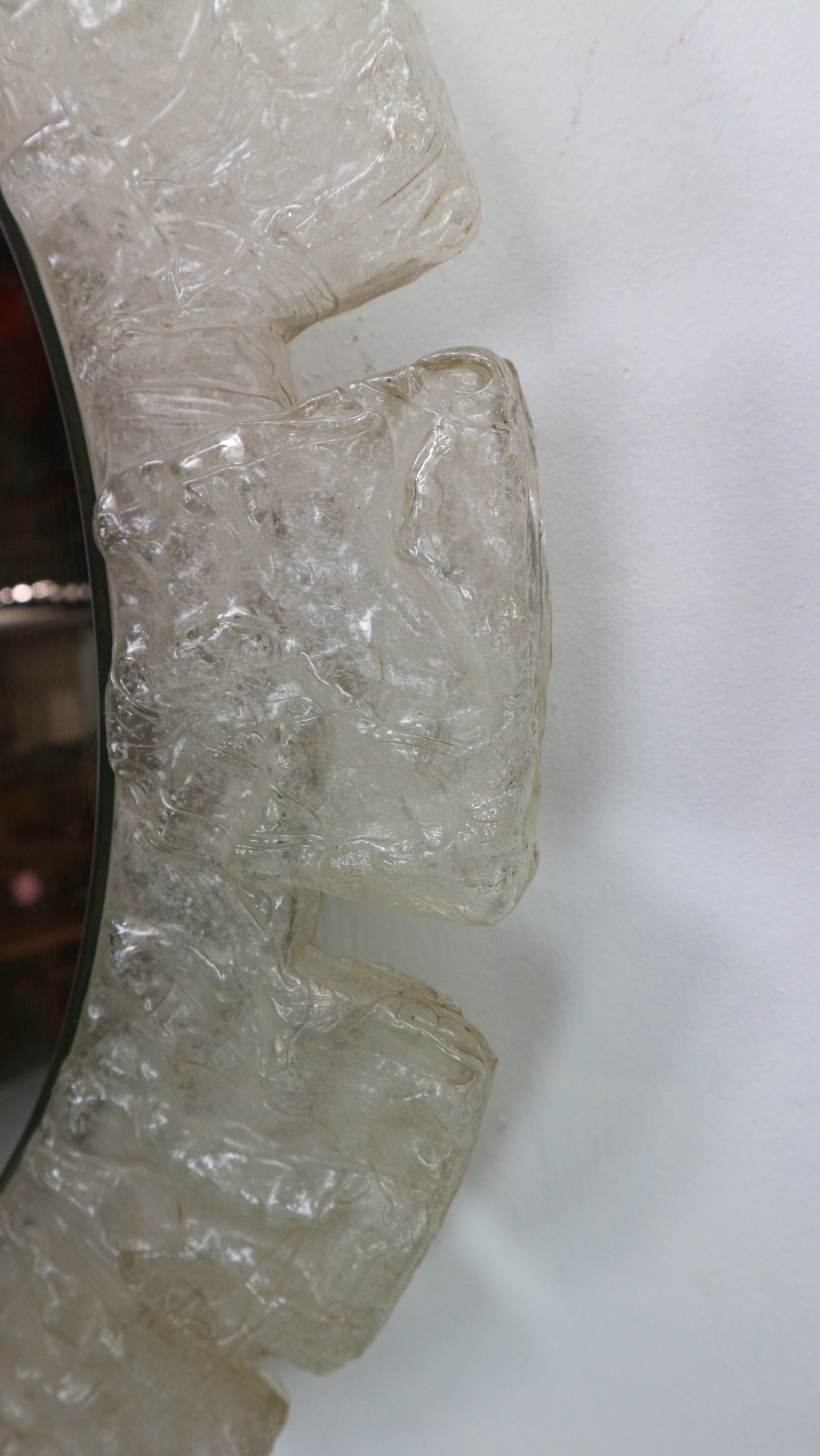 Egon hillebrand round acrylic illuminated mirror with lightening, 1970's germany