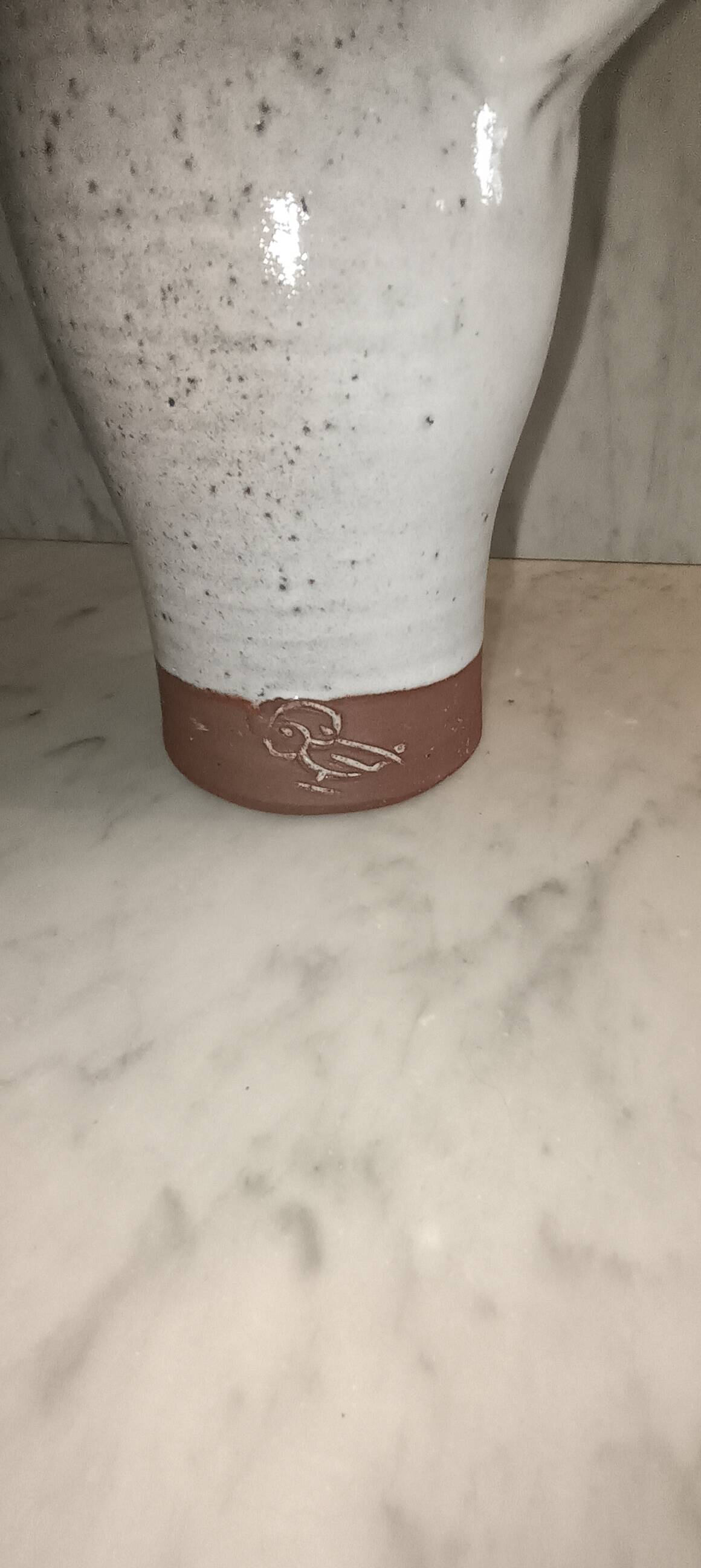 Ceramic pitcher signed by jeanne and norbert pierlot