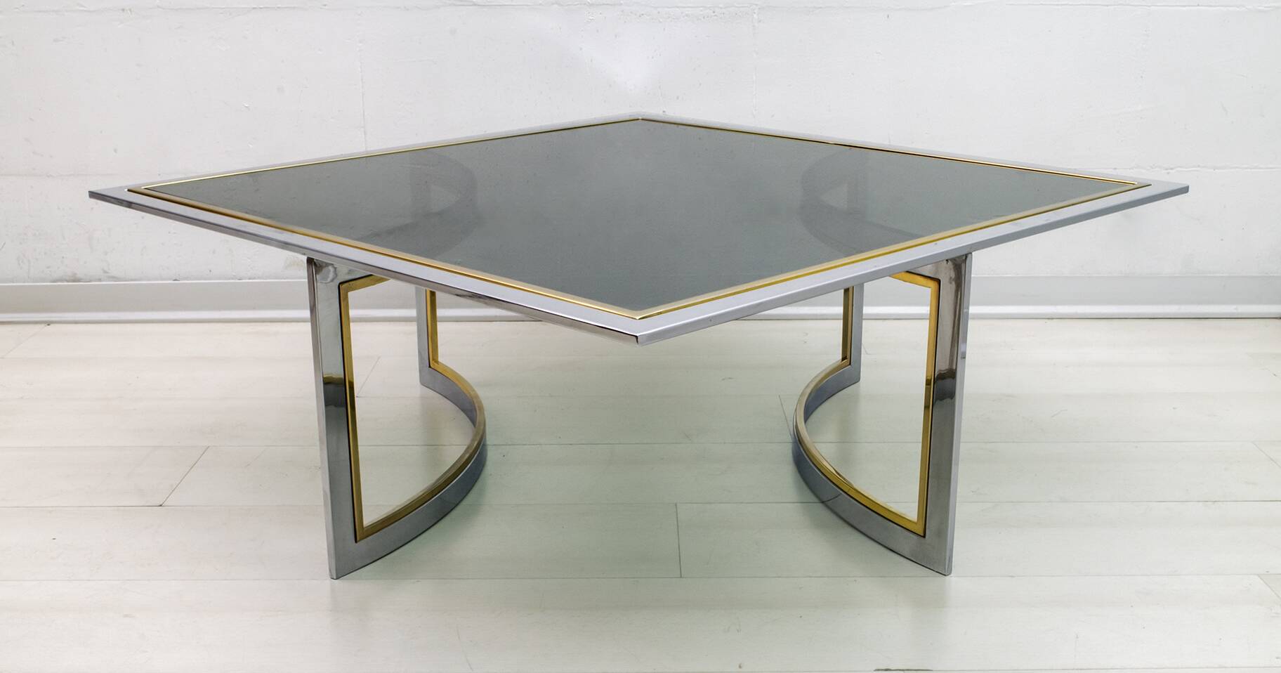 Mid-Century Modern Italian Chrome and Brass Coffee Table, 1970s