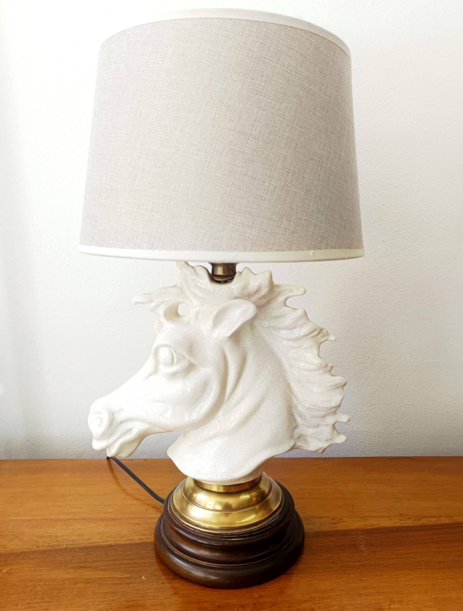 Art Deco crackled ceramic horse lamp