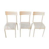 Series of 3 perforated metal chairs