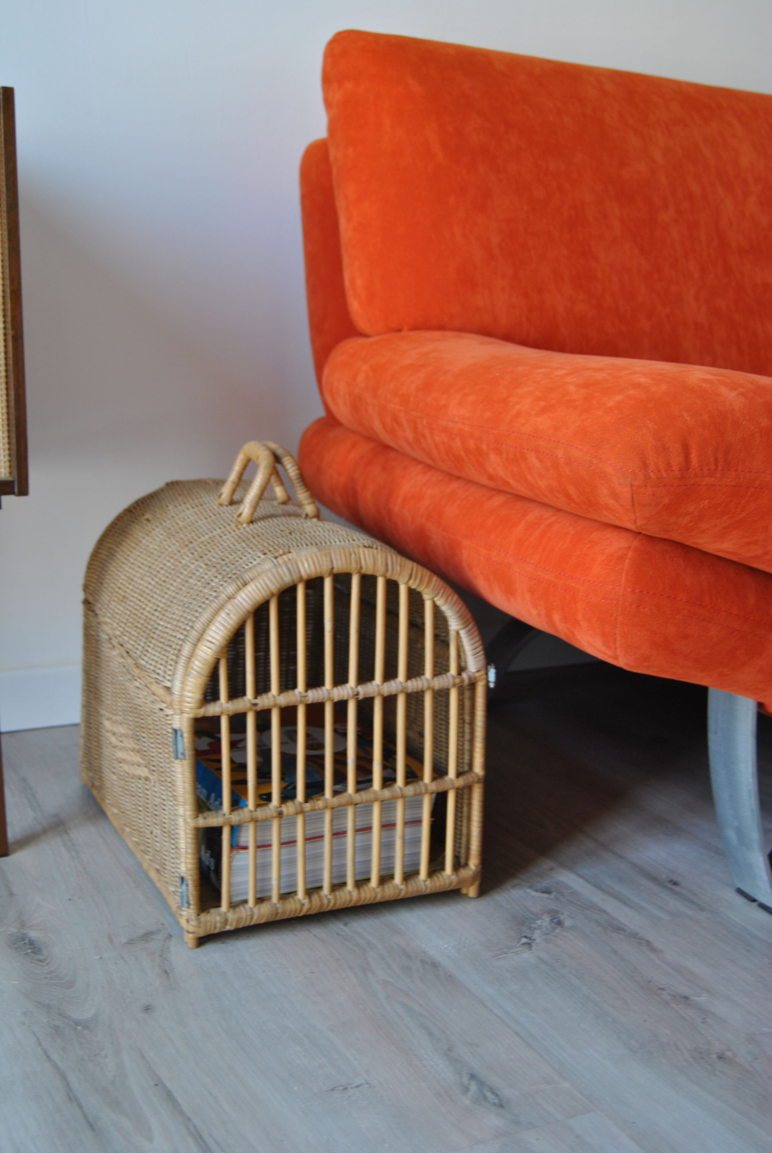 Wicker/rattan cat cage - 1970s
