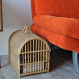 Wicker/rattan cat cage - 1970s
