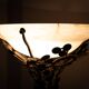 Edgar Brandt style Art Deco floor lamp in wrought iron with alabaster cup
