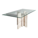 Glass & travertine dining table by Willy Ballez