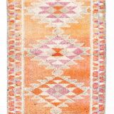 3x12 Soft Orange & Pink Handwoven Geometric Pattern Turkish Runner,87x352Cm