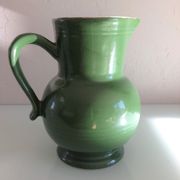 Pitcher ball in glazed green ceramic vintage 60s-70s