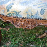 Pair of armchairs to the queen style Louis XV walnut, 19th century.