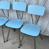 4 blue Formica chairs