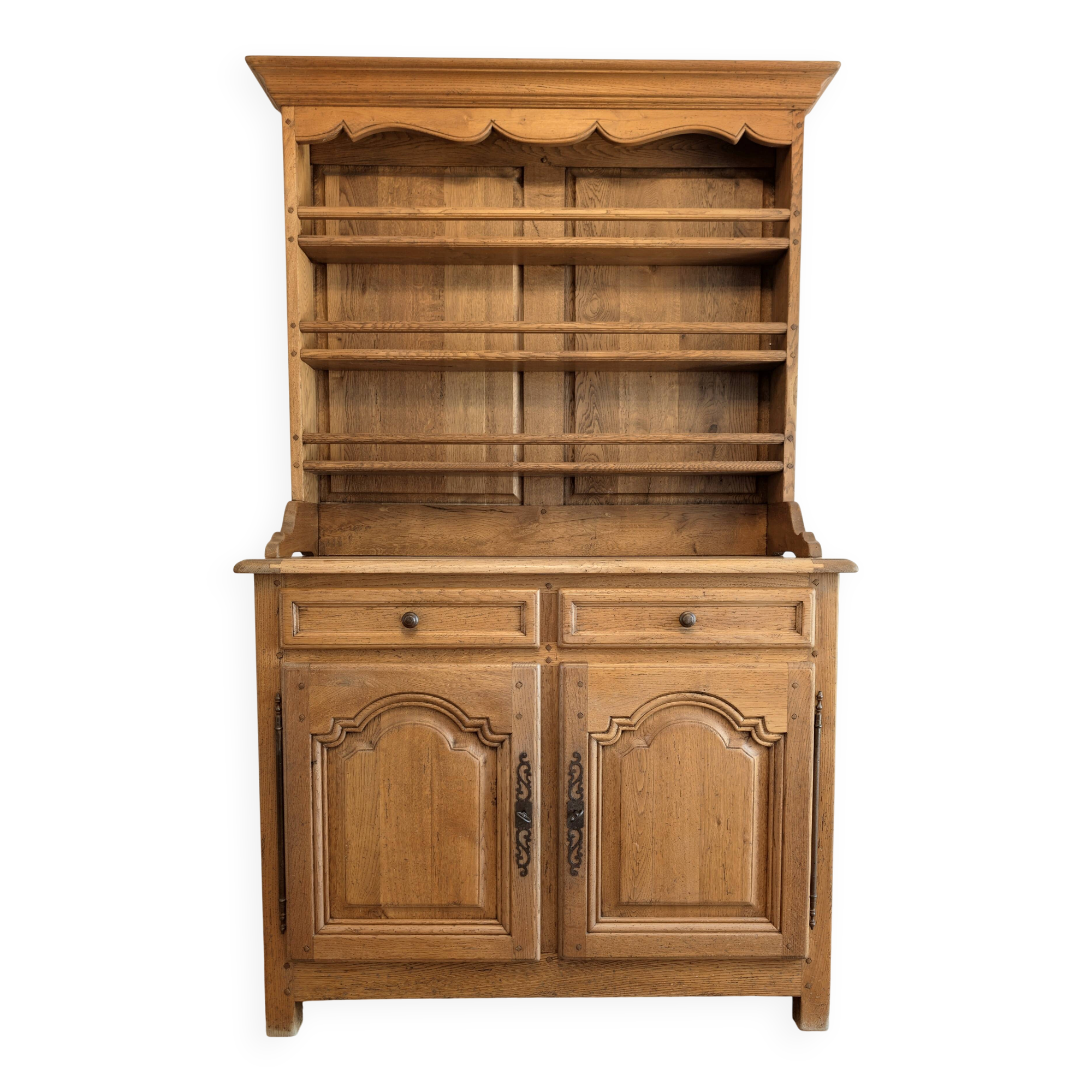 Buffet two bodies Old Furniture in solid oak, Italian rustic style